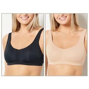 Cuddl Duds Set of 2  Lightly Lined Scoop Neck Bra Anthcrite/Brush 1X A463940